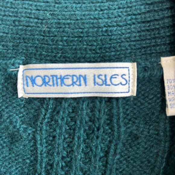 Northern Isles Vintage Teal Chunky Knit Double Breasted Sweater Vest Size Medium - Picture 6 of 9
